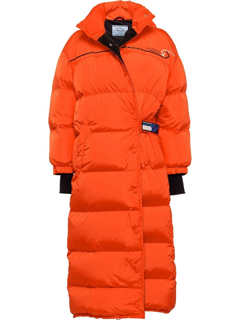 Orange Goose Logo - Prada Puffer Coat - Orange | ModeSens