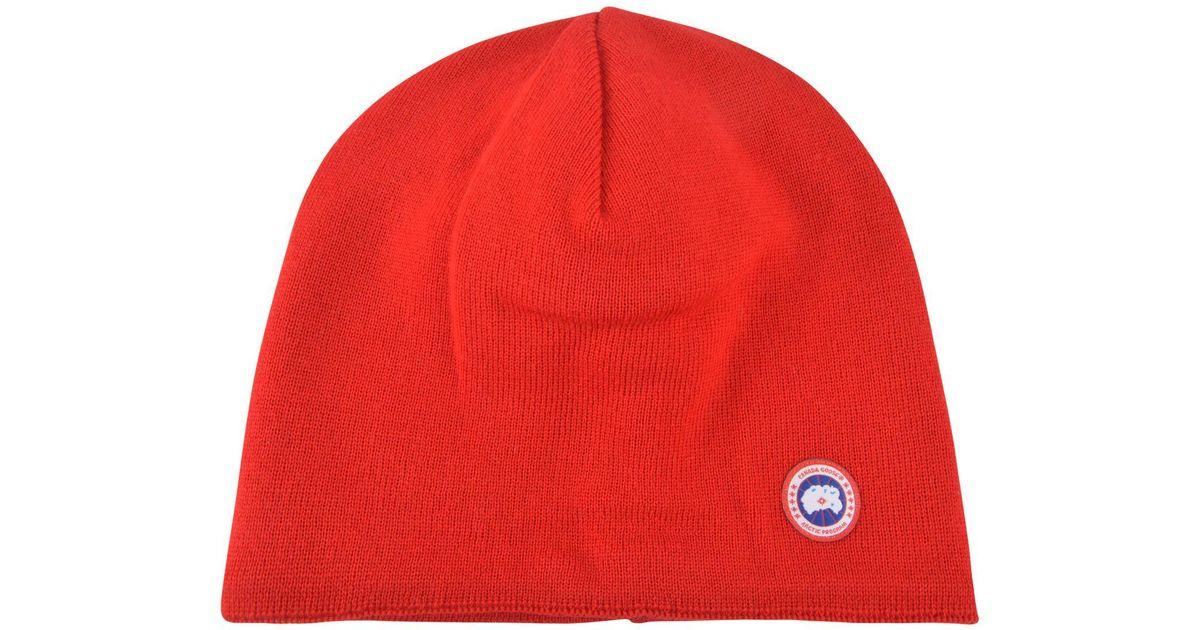 Orange Goose Logo - Canada Goose Arctic Logo Beanie in Red for Men