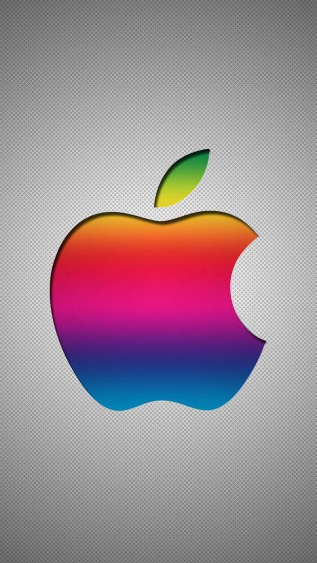Colorful Apple Logo - Colorful Apple Logo with Metal Background iPhone 6 / 6 Plus