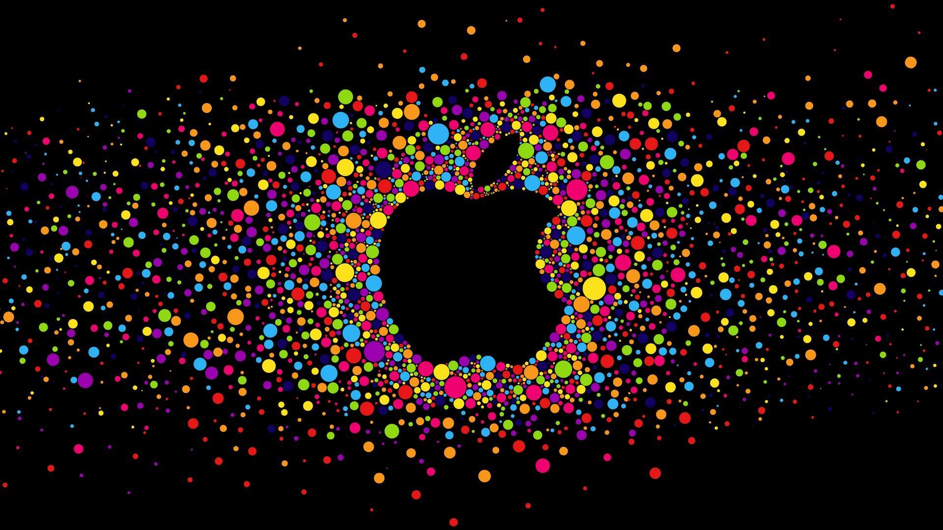 Colorful Apple Logo - Colorful Circles with Black Background and Apple Logo Wallpaper ...