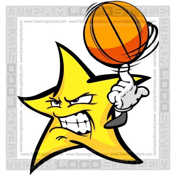 Easy Basketball Logo - Stars Basketball Logo - Vector Clipart Cartoon Star