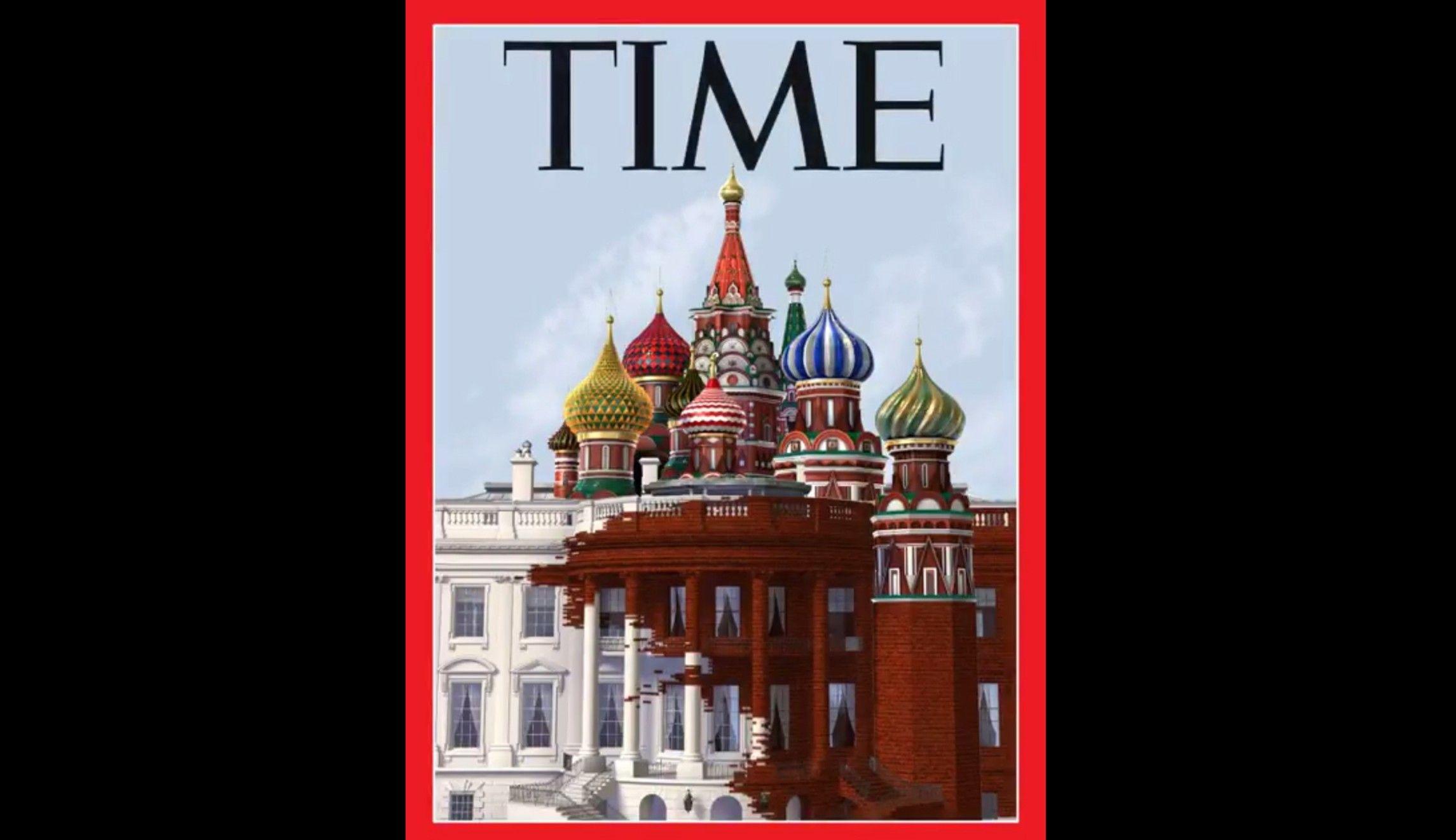 White House Red Square Logo - Time magazine cover depicts Trump White House morphing into Moscow's ...