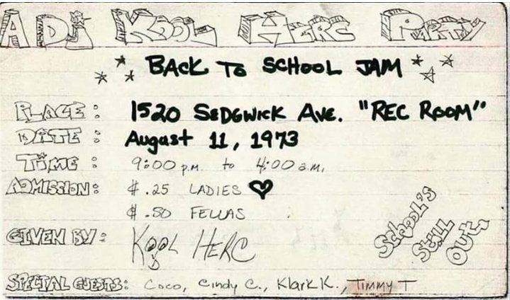 Party DJ Cool Logo - An advertisement for DJ Kool Herc's party (AKA The birth of Hip-Hop ...