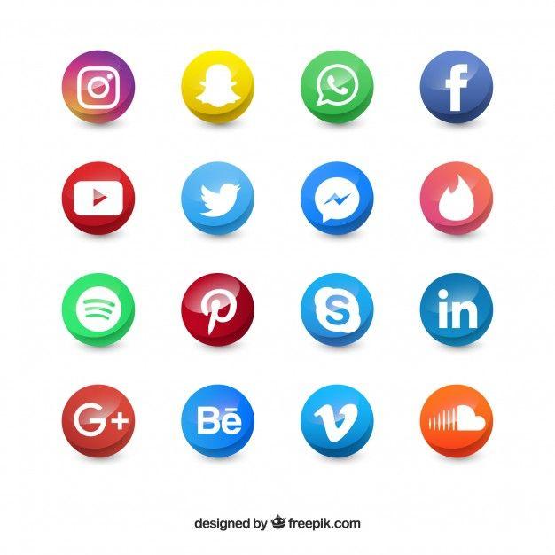 Social Media Circle Logo - Colored social media circle icons Vector