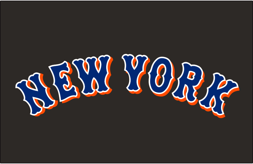 Blue and Orange Road Logo - New York Mets Jersey Logo (1999) - New York in blue with a white ...