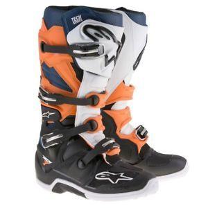 Blue and Orange Road Logo - Alpinestars Tech 7 Off Road Motorcycle MX Boots White Blue