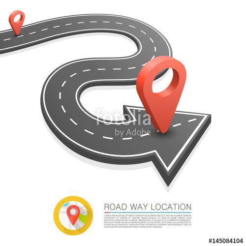 Road Arrow Logo - Paved path on the road, Road arrow location, Vector background ...