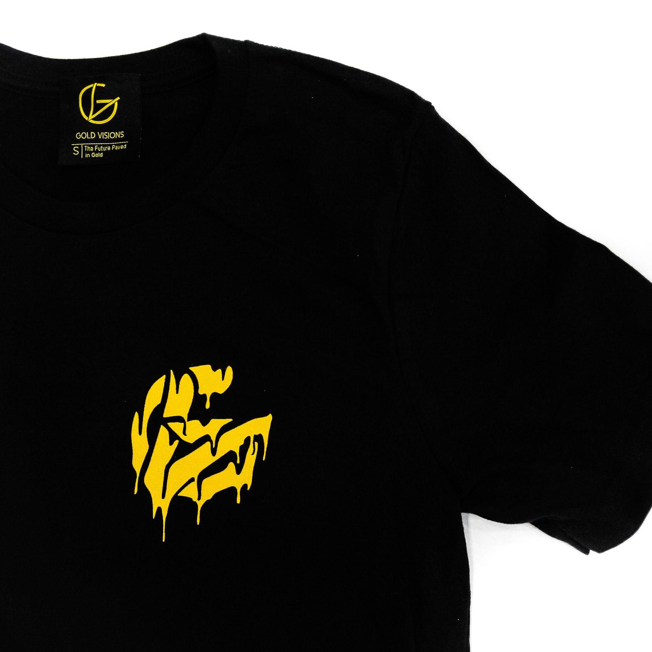 Drip Logo - Drip Logo Short Sleeve T-Shirt (Black) - Gold Visions