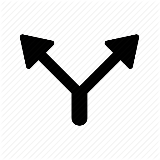 Two Arrows Logo - Arrow, road, sign, split, street, two-way icon