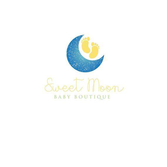 Etsy Store Logo - Moon and Stars Logo Baby Boutique Logo Baby Feet Logo