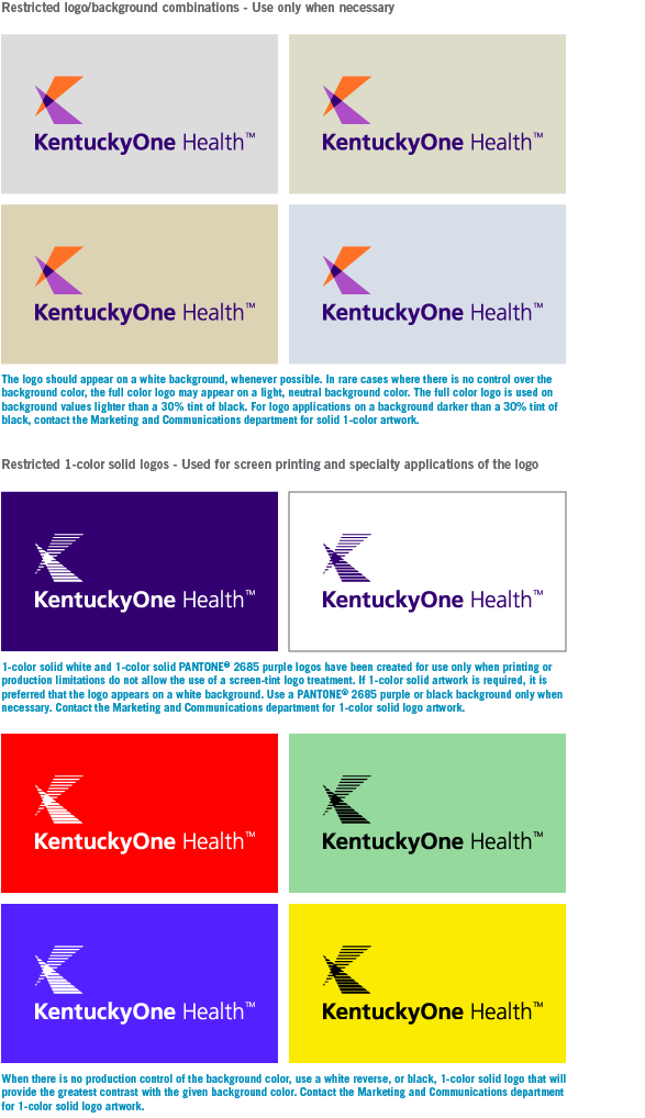 Use of Color in Logo - Kentucky One Online > KentuckyOne Brand Center > Design Elements ...
