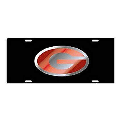 Silver Oval Car Logo - Georgia Bulldogs Black W Silver Oval Red G Car Tag