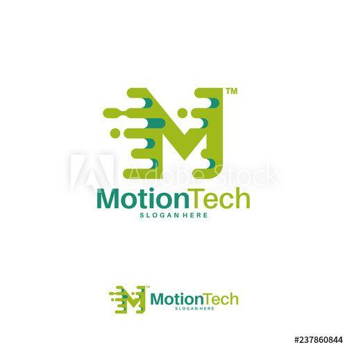 Motion M Logo - Fast Move M Initial Technology logo template, Motion M Letter Tech ...