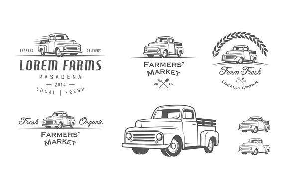 Pickup Truck Logo - Vintage farmer truck logos ~ Illustrations ~ Creative Market