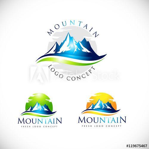 Snow and Mountain Logo - Mountain Logo Design Creative vector icon with snow peaks