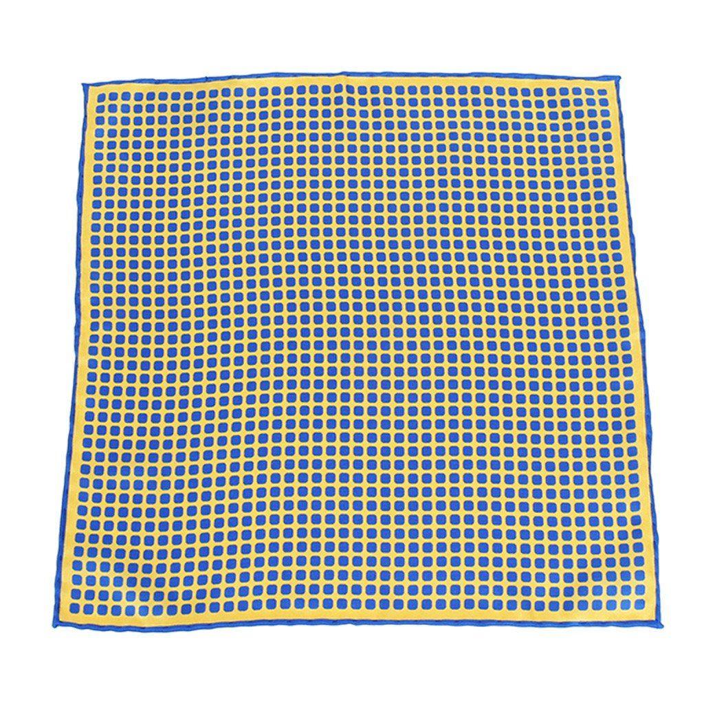 Blue and Yellow Square with Circle Logo - Blue Yellow Round Square Print Pocket Square