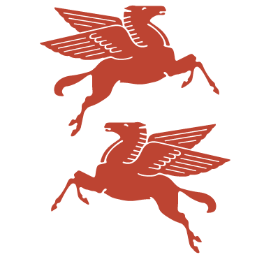 Pegasus Gas Logo - Obverse and reverse of vintage Mobil Oil Pegasus logo | Logos and ...