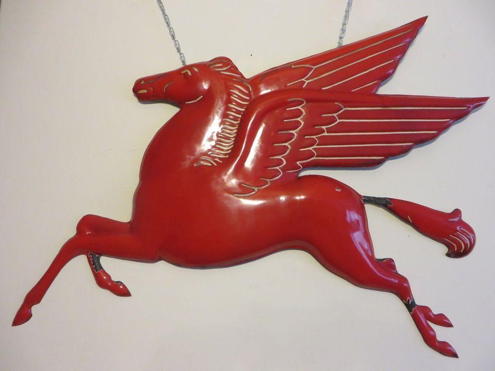 Art Deco Flying Horse Logo - 1920s Mobil Oil Gas FLYING HORSE PEGASUS 4ft 3D original vintage