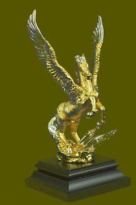 Art Deco Flying Horse Logo - Mythical Greek Pegasus Bronze Sculpture Statue Art Deco Flying Horse ...