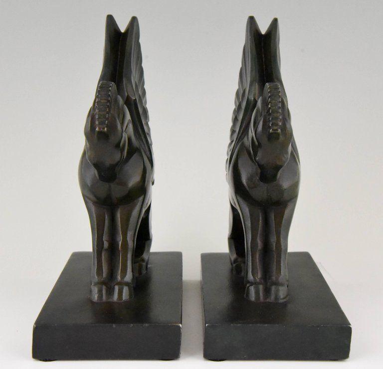 Art Deco Flying Horse Logo - Art Deco Pagasus Winged Horse Bookends Georges H. Laurent, France