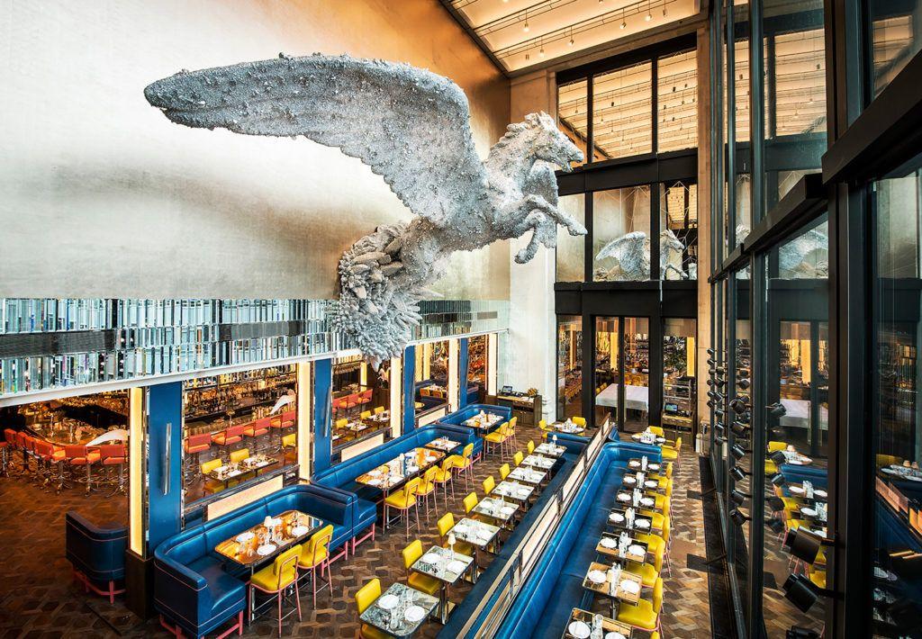 Art Deco Flying Horse Logo - Selfridges' Brasserie of Light features a 24-ft-tall flying horse by ...