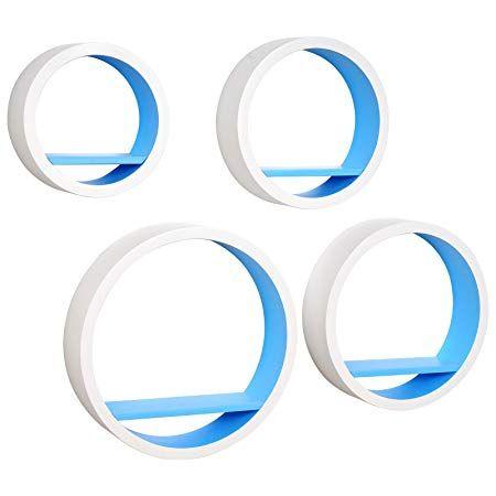 Blue and White Circle Logo - WOLTU Floating Shelves Blue White Round Floating Wall Shelves Set