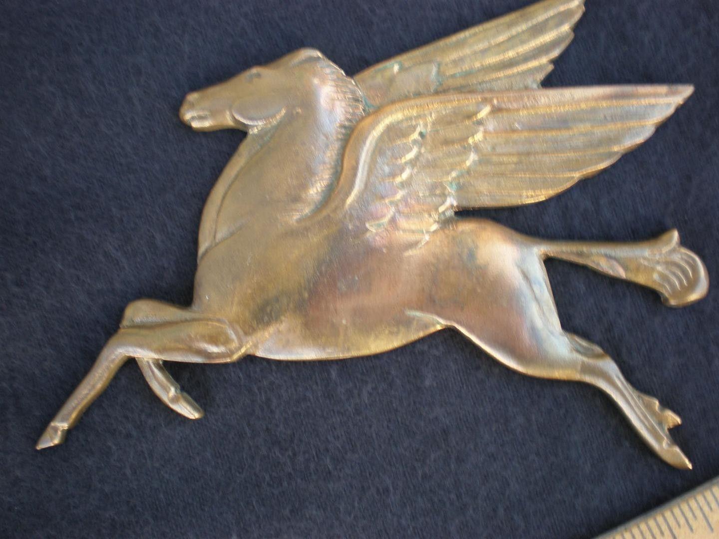 Art Deco Flying Horse Logo - Solid Brass Mobil Oil, MobilGas Flying Horse, Pegasus, Art Deco