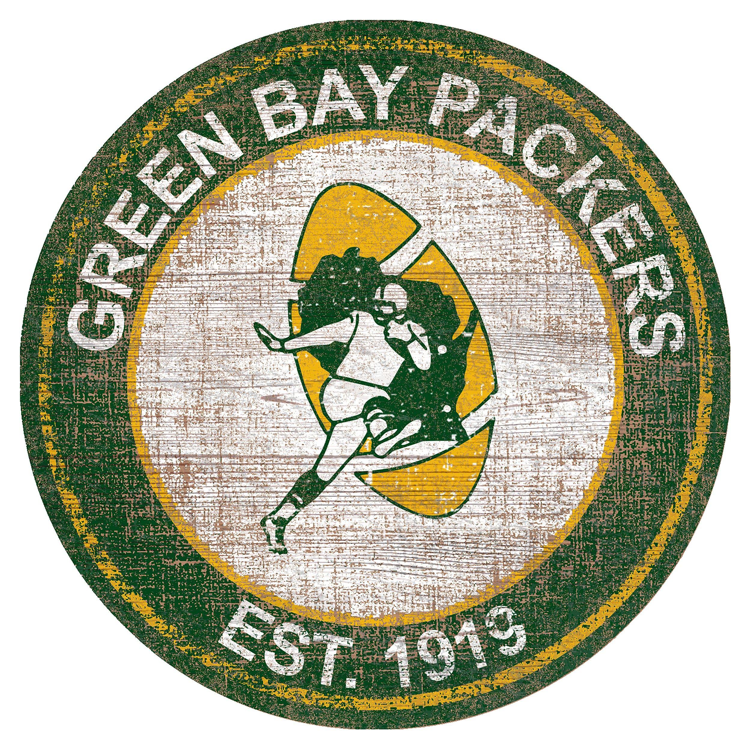 Round Green Logo - Green Bay Packers Heritage Logo Round Wood Sign at the Packers Pro Shop