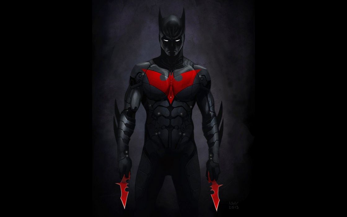 Red and Black Batman Logo - Batman black dark red DC Comics suit men weapons Batman Beyond