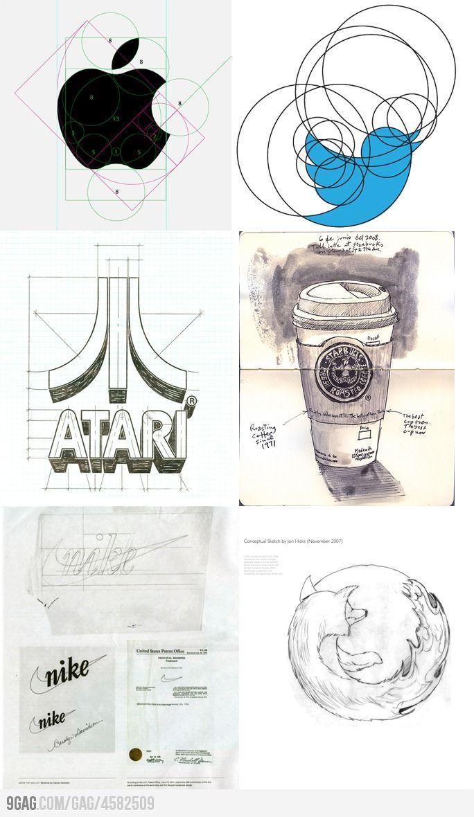 Sketches of La Logo - Big brands first logo sketches. | Design