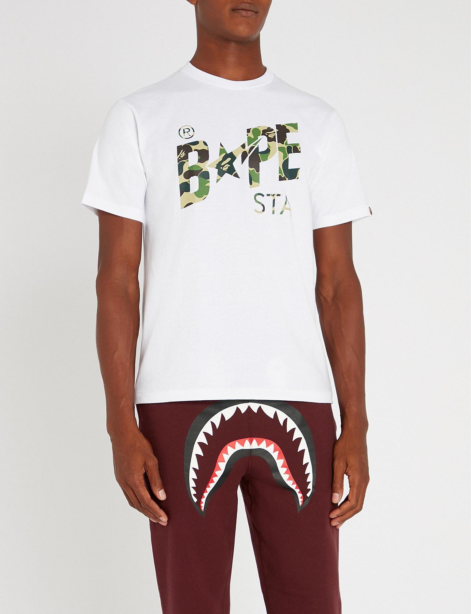Bapesta Logo - A Bathing Ape Bapesta Logo-print Cotton-jersey T-shirt in White for ...