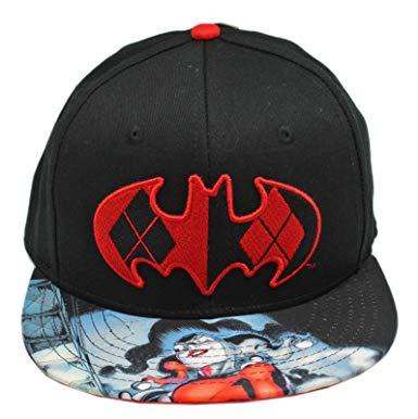 Red and Black Batman Logo - DC Comics Harley Quinn Bill and Red and Black Batman Logo Snapback ...