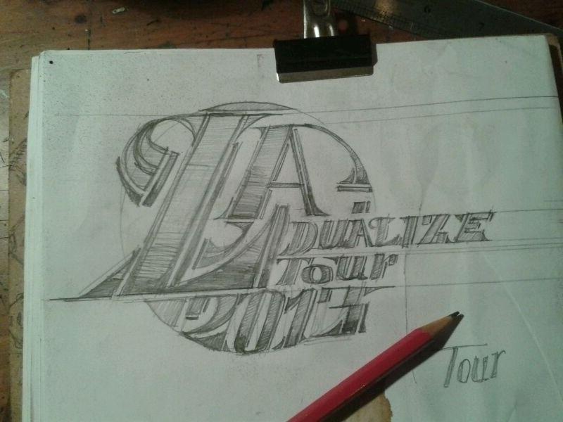 Sketches of La Logo - Who the f*ck is L.A.? — Dualize Tour logo sketches by Tiá Mas Ramis