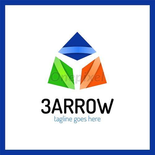 Three Color Triangle Logo - Three Arrows Logo. Color and shadow