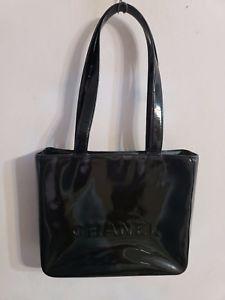 CC Purse Logo - CHANEL CC Logo Patent Leather Black Shiny Bag Handbag Tote Purse ...