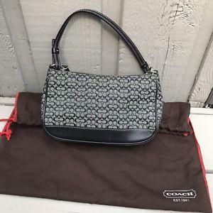 CC Purse Logo - COACH Signature Mini CC Logo Demi Baguette Purse Handbag Black ...