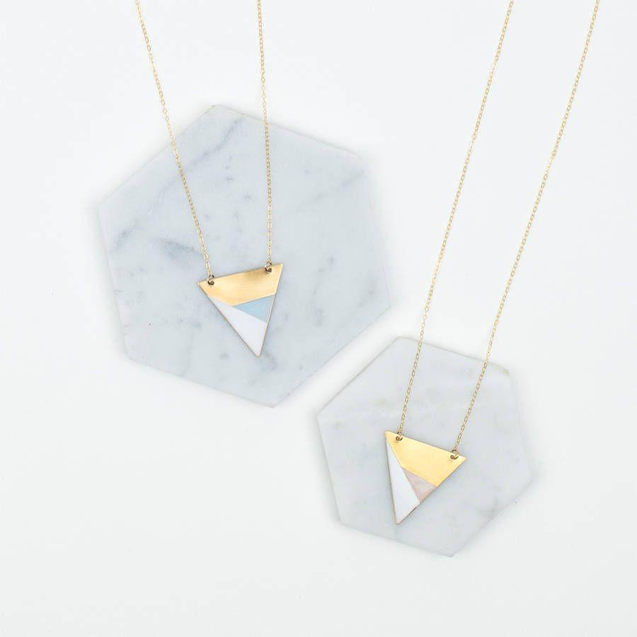 Three Color Triangle Logo - metal three colour triangle necklace by fawn and rose ...