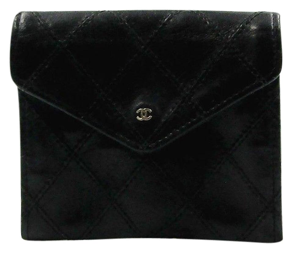 CC Purse Logo - Chanel Black Coin Purse Vintage Leather Diamond Quilted Cc Logo ...