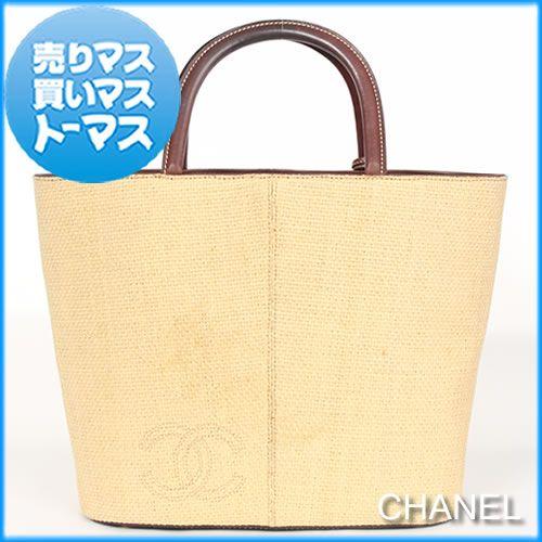 CC Purse Logo - BRAND SHOP THOMAS: Authentic CHANEL Coco mark Straw Tote Bag Handbag ...