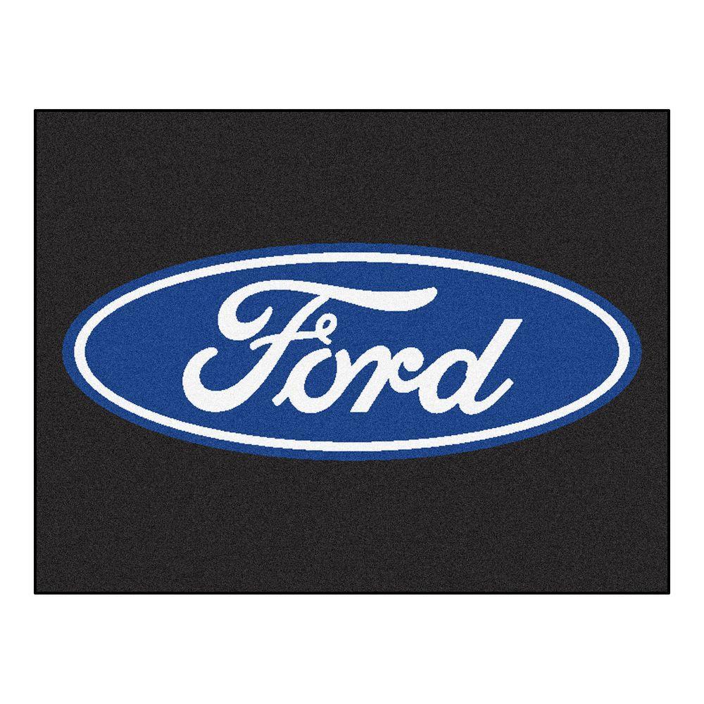 Black and Blue Oval Logo - FANMATS Ford - Oval Black 3 ft. x 4 ft. Indoor Rectangle Area Rug ...
