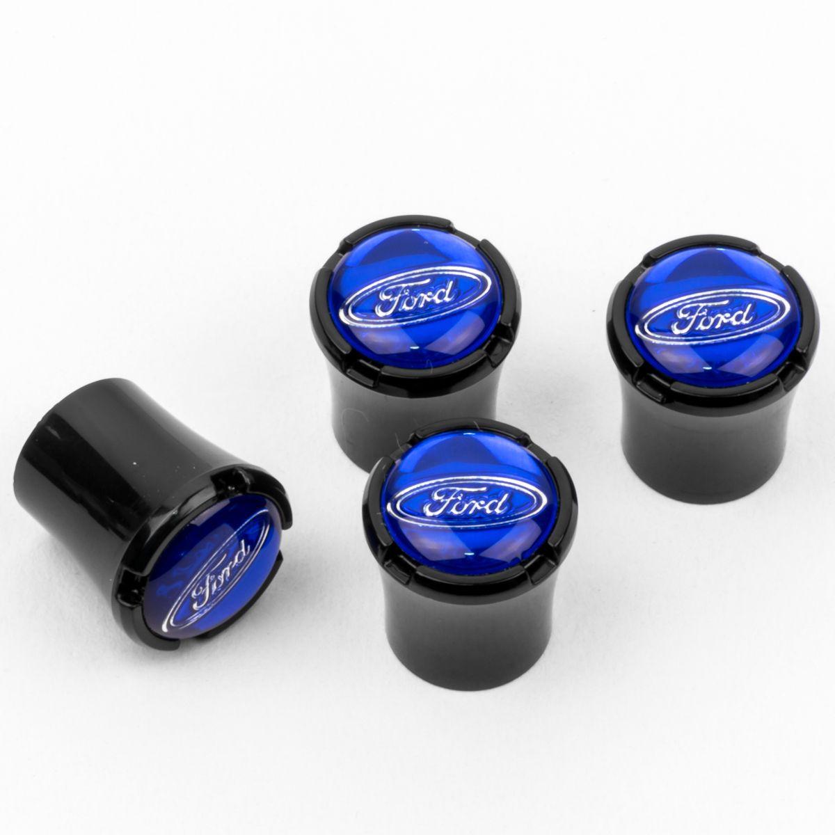 Black Blue Oval Logo - Ford Oval Logo Black Tire Valve Caps