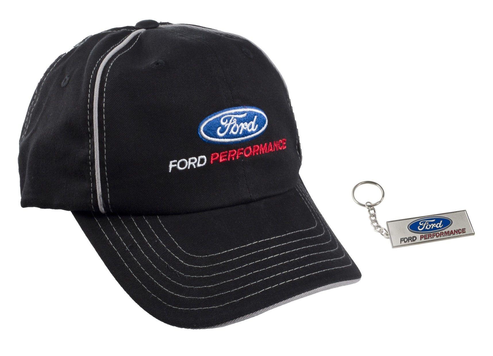 Black Blue Oval Logo - Ford Performance Oval Logo Black & Silver Adjustable Hat Cap w/ Keychain
