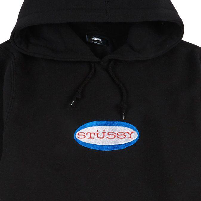 Black Blue Oval Logo - STUSSY Oval Logo Applique Hoodie € 105 Hooded Sweatshirts