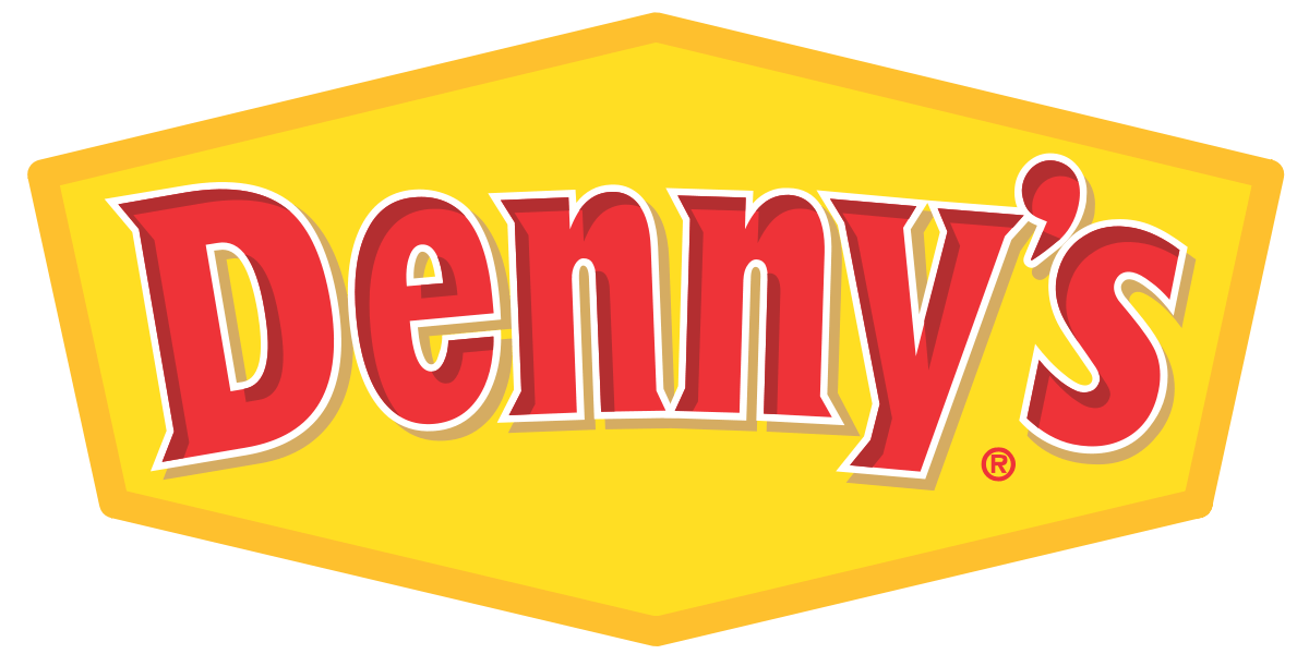 Red and Yellow with the Rock Restaurant in Title Logo - Denny's