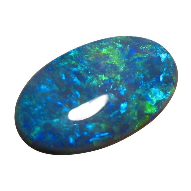 Black Blue Oval Logo - Big Black Opal 8 Carat Blue Gem - Natural Black Opals | FlashOpal
