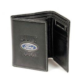 Black Blue Oval Logo - Ford Mens Wallet, black Leather With Embossed Built Tuff And Blue