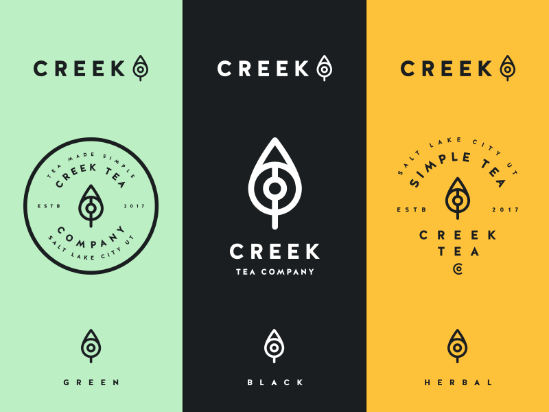 Green Colored Company Logo - Creek Tea Logo Color Exploration By Nicholas D'Amico DsBD