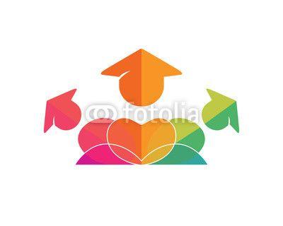 Modern Education Logo - Modern Education Logo Showing Colorful Education and Love Symbol ...