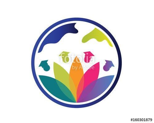 Modern Education Logo - Modern Education Logo Showing Globe, Flower and Organization People ...