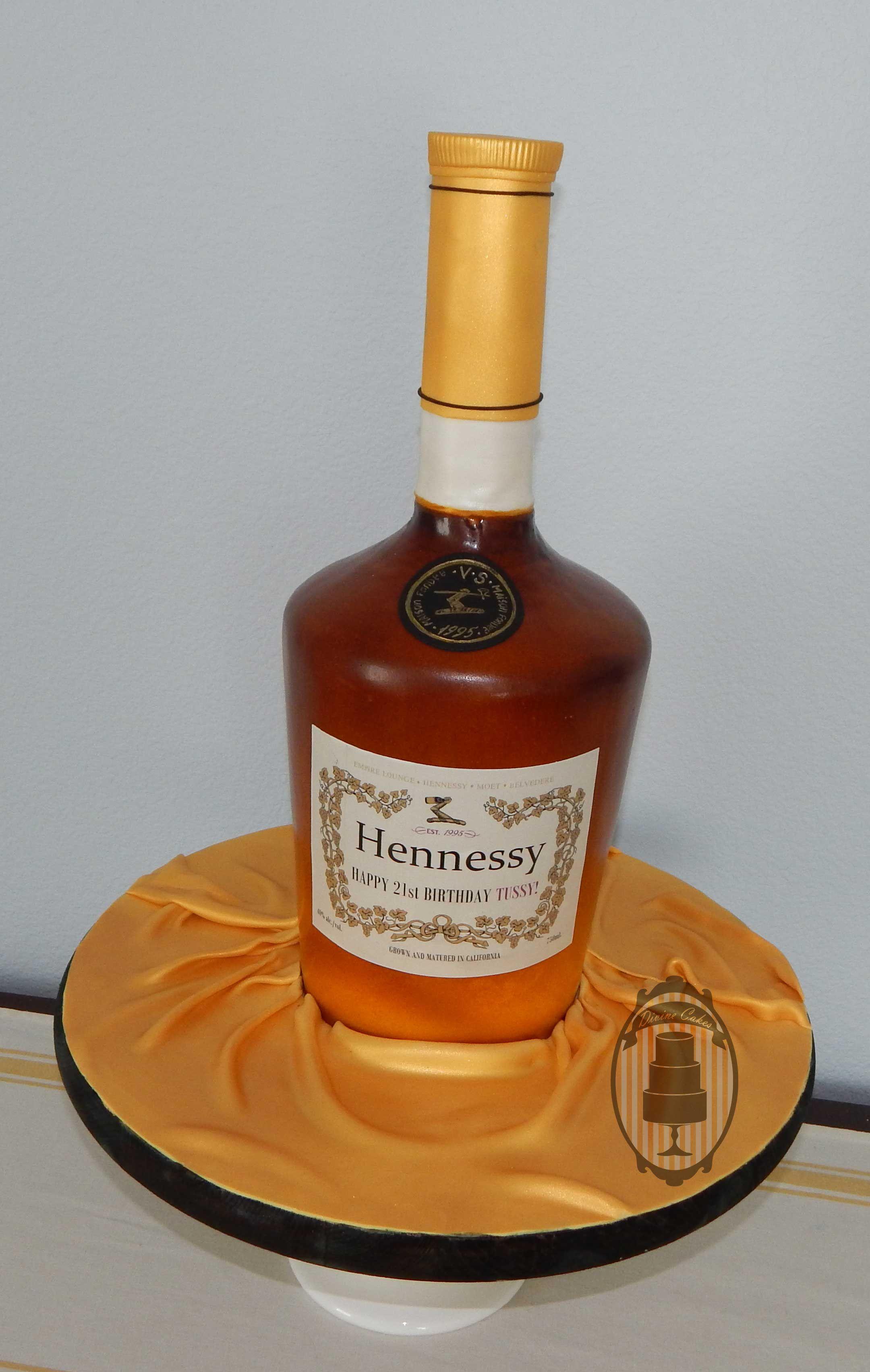 Hennessy Bottle Logo - Hennessy bottle cake with custom label. Divine Cakes
